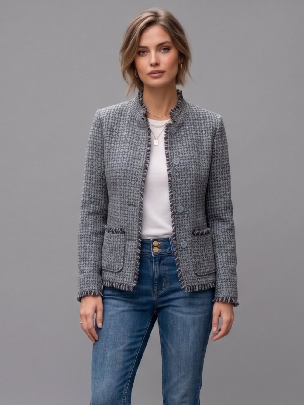 Chadwicks 100% Boiled Wool Fringed Tweed Jacket Blazer Size XL